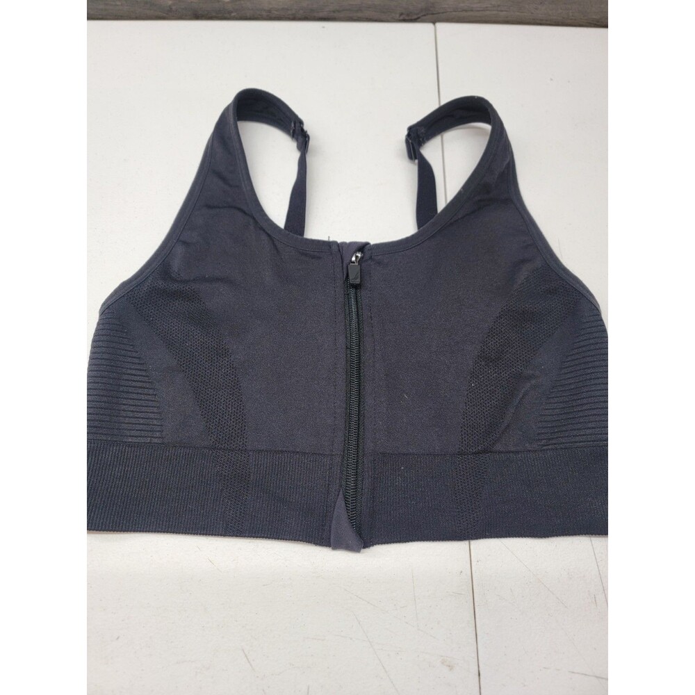 All In Motion Women's Sports Bra Size Extra Large Black Front Zipper Closure